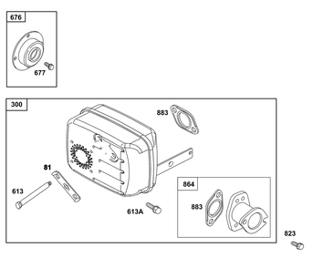 Exhaust Group Diagram and Parts List for 31R977-0030-B5 200000 - 399999 Briggs and Stratton Engine